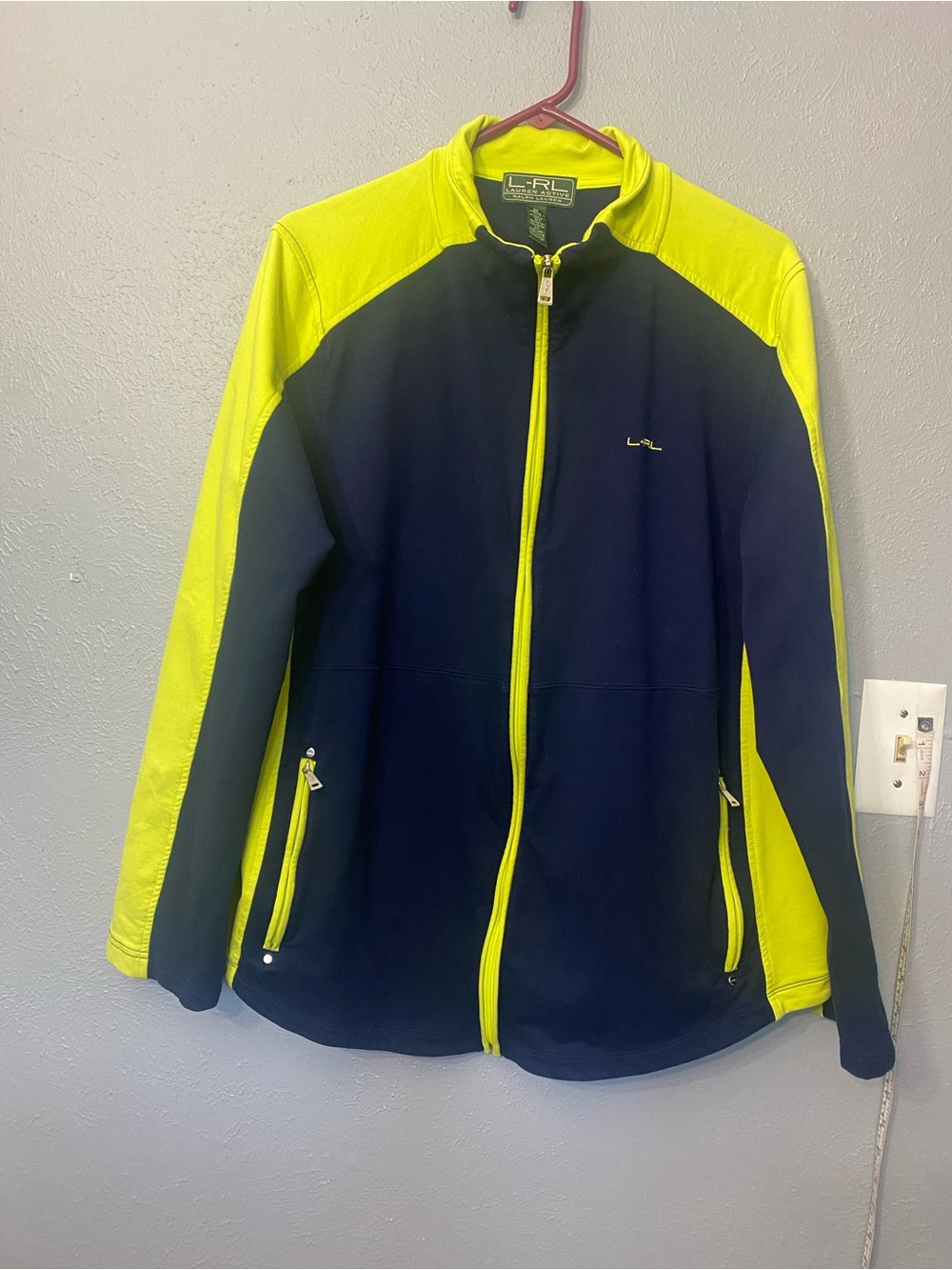 Lauren Ralph Lauren Neon Green/Navy Active Full Zip Jacket Women 3XL $109